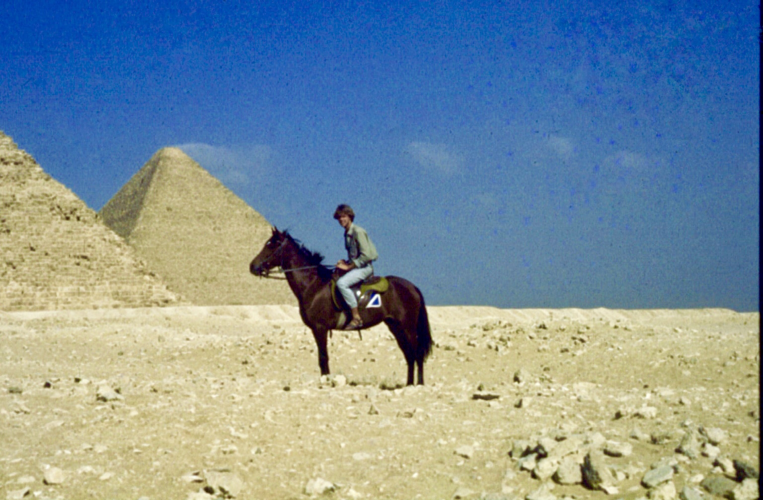 Mike on horse near pyramids